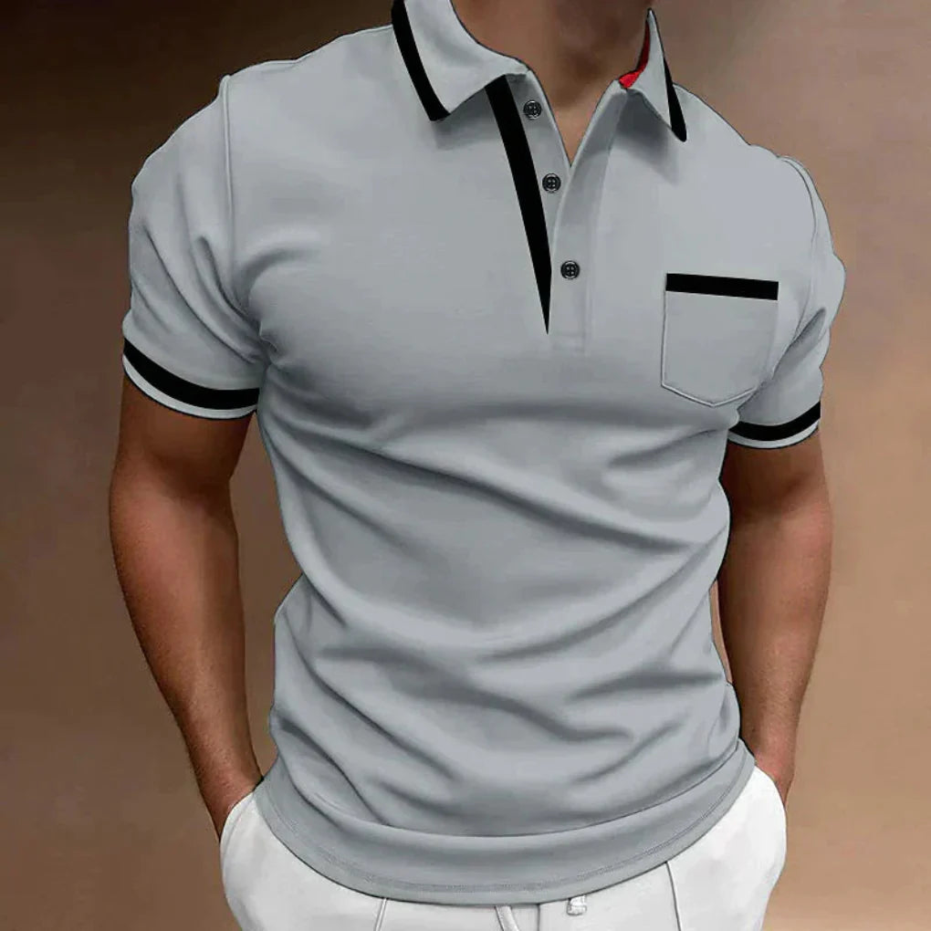 Men's Polo Shirt, Contrast Tipped Collar, Chest Pocket