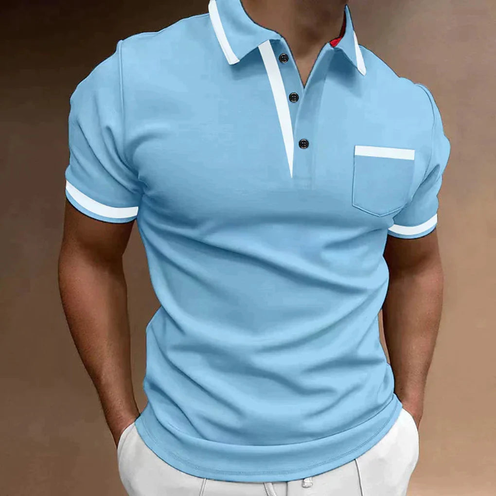 Men's Polo Shirt, Contrast Tipped Collar, Chest Pocket