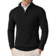 Men's long-sleeve textured knit sweater with a half-zip stand collar