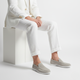 Men's slip-on loafers with stitched detailing and contrast flat soles