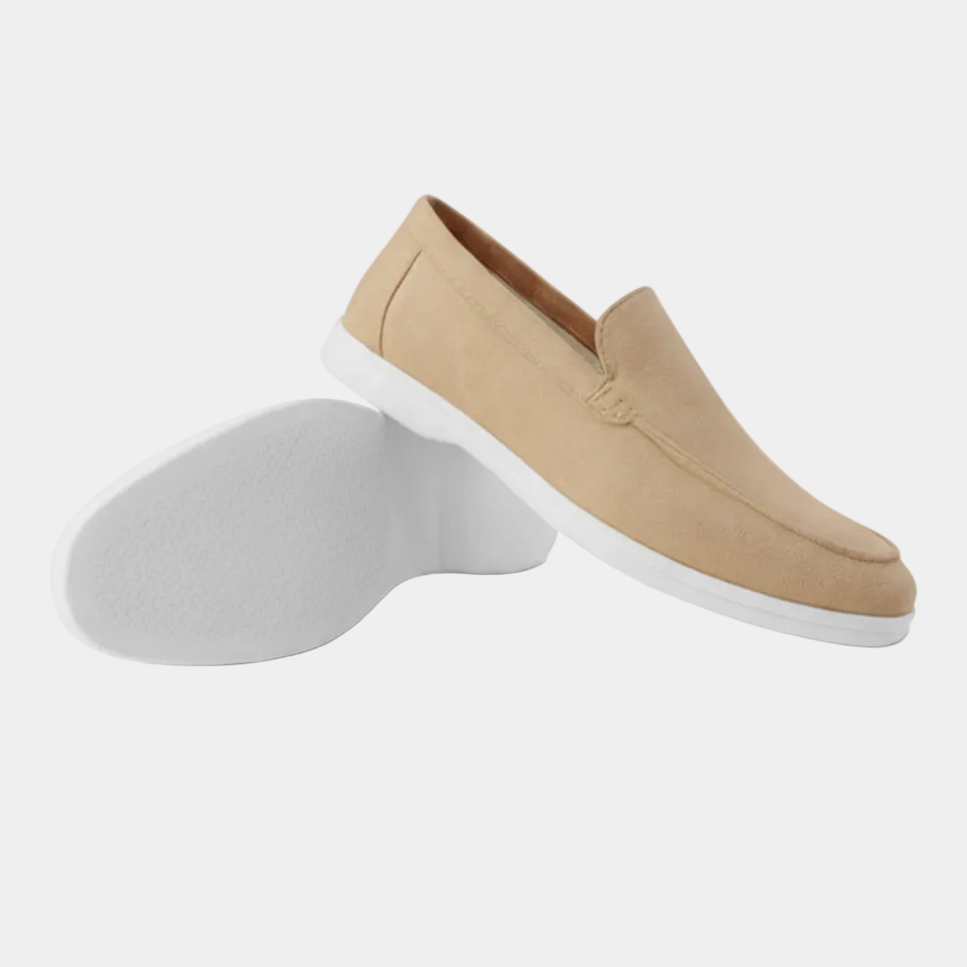 Men's slip-on loafers with moc toe stitching and light sole