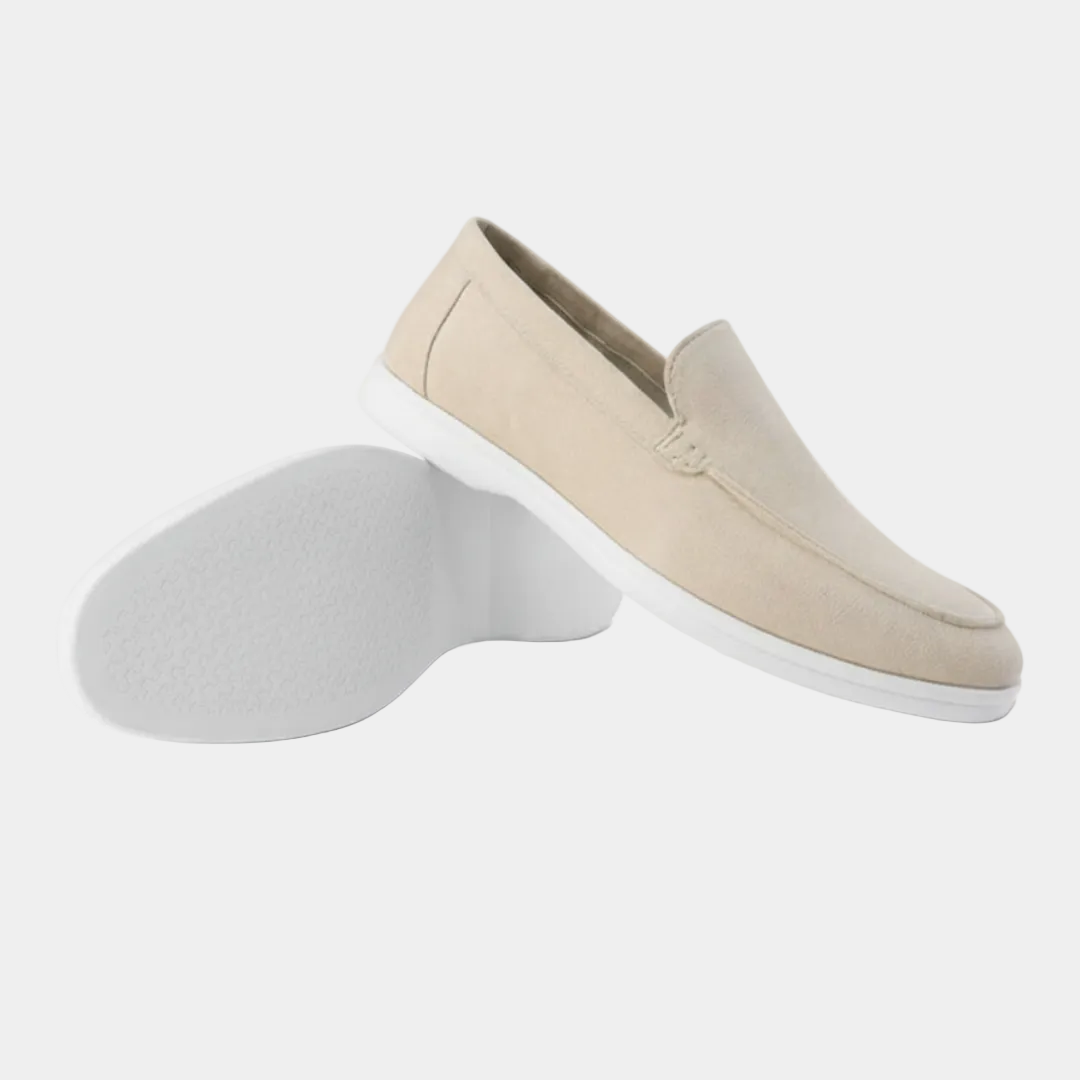 Men's slip-on loafers with moc toe stitching and light sole