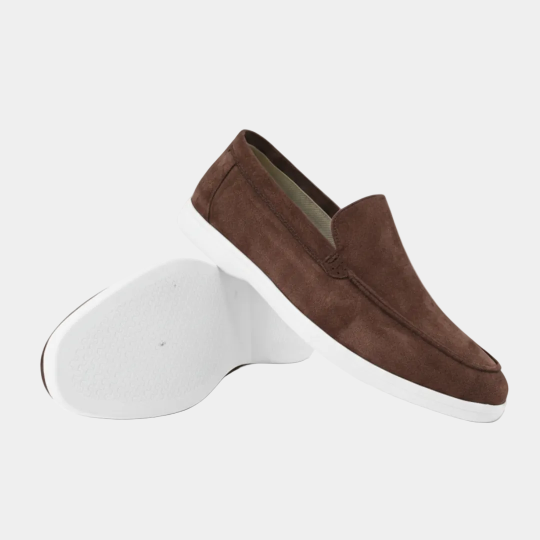Men's slip-on loafers with moc toe stitching and light sole
