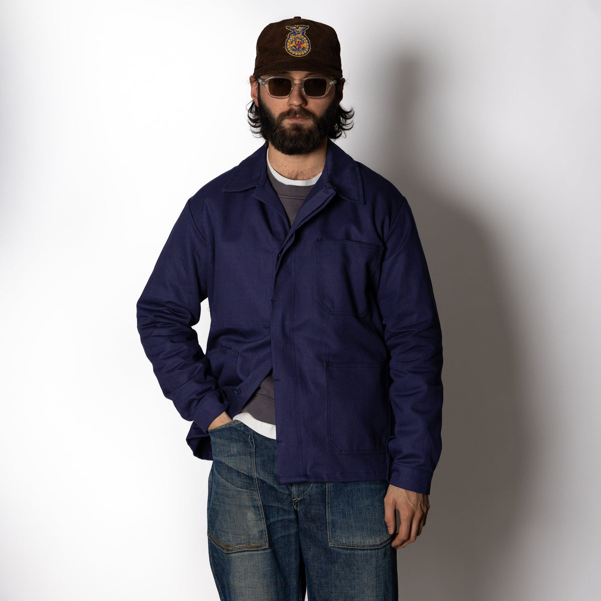 Navy plain casual garment
