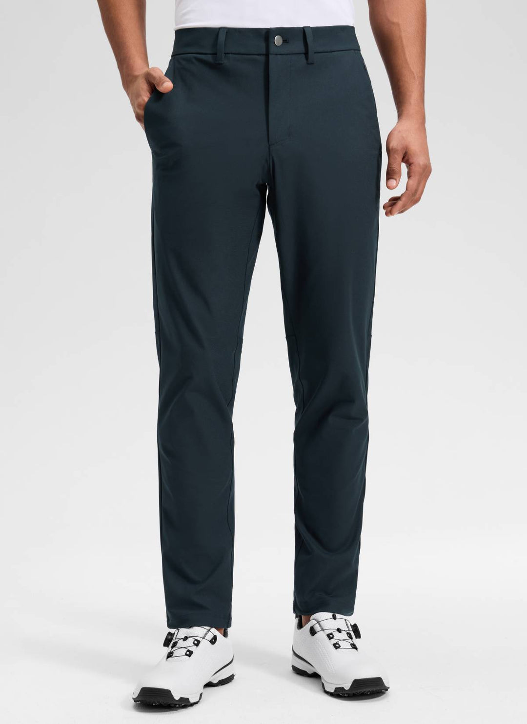 Men's straight tapered golf pants with belt loops, front pockets and full-length legs