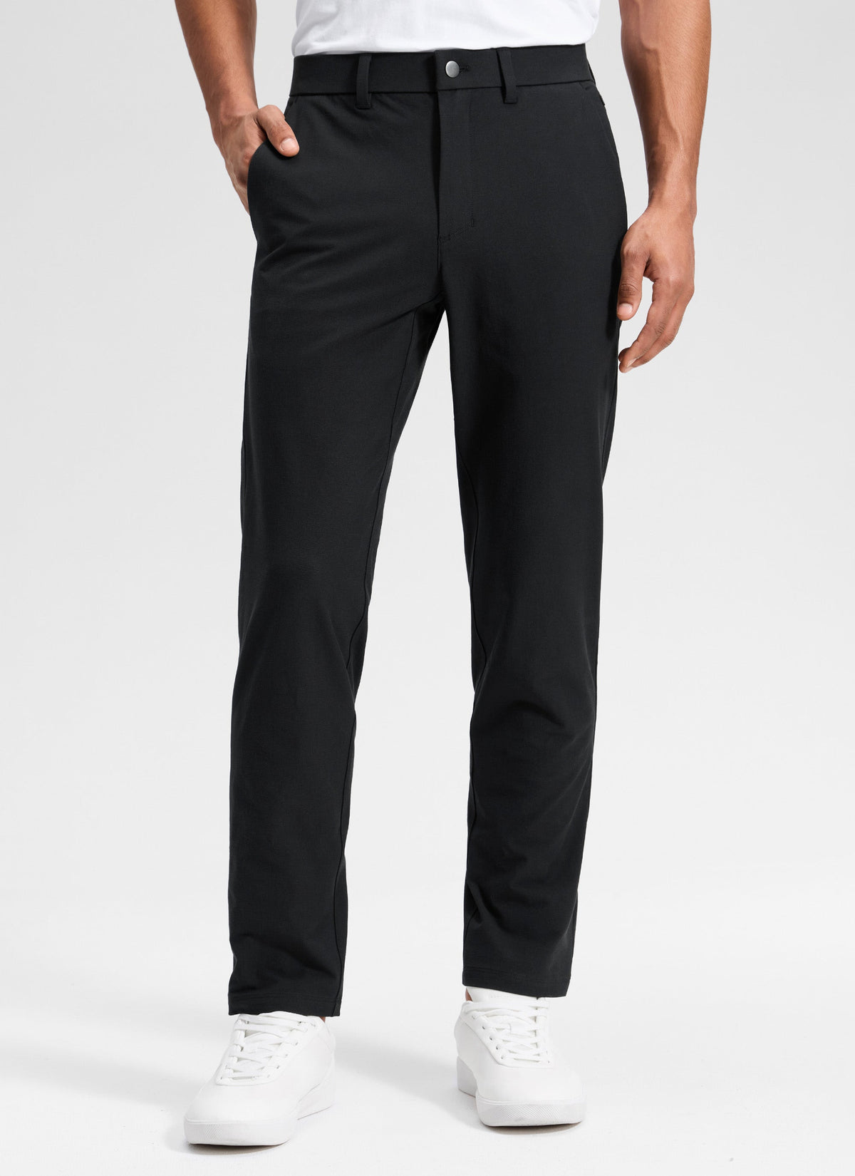 Men's straight leg chino trousers with belt loops and front pockets