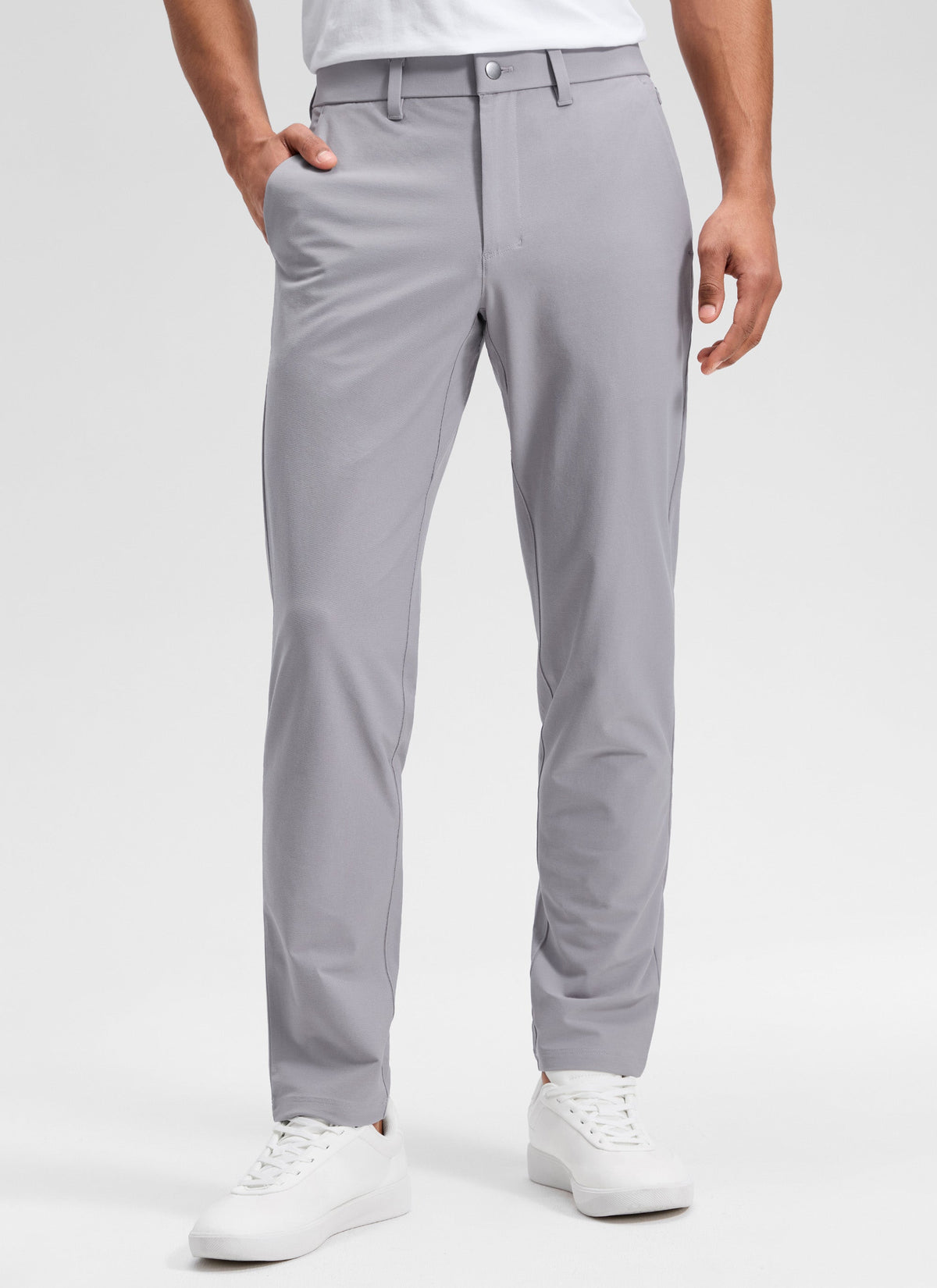Men's straight leg chino trousers with belt loops and front pockets