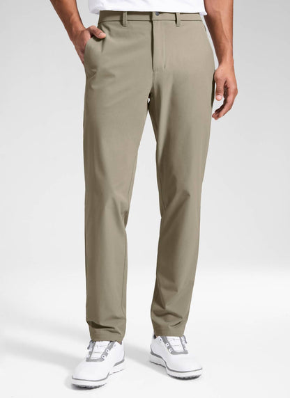 Men's straight leg golf pants with belt loops and pockets