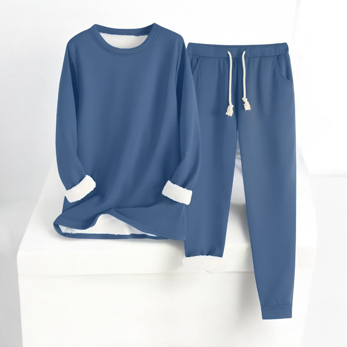 Unisex lounge set with crew neck sweatshirt and drawstring jogger trousers