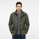 Men's denim jacket with high neck and utility pockets