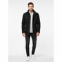 Men's denim jacket with high neck and utility pockets