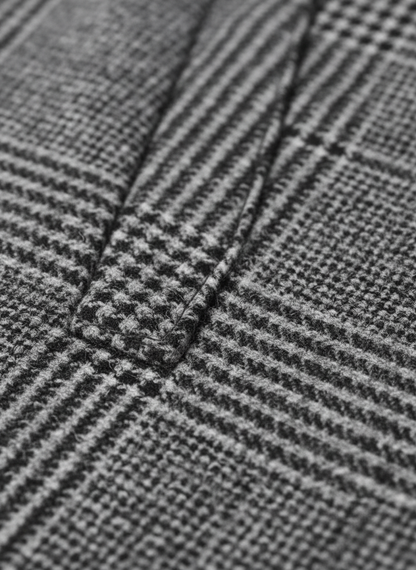 Men's plaid trench coat with button front, lapel collar and side pockets