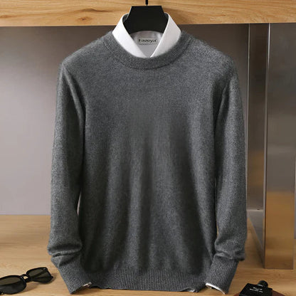 Men's plain crew neck jumper with long sleeves and ribbed trims