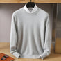 Men's plain crew neck jumper with long sleeves and ribbed trims