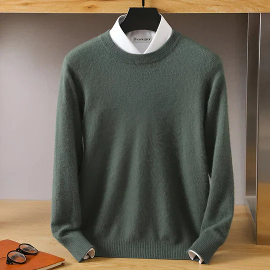 Men's plain crew neck jumper with long sleeves and ribbed trims