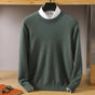 Men's plain crew neck jumper with long sleeves and ribbed trims