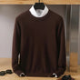 Men's plain crew neck jumper with long sleeves and ribbed trims