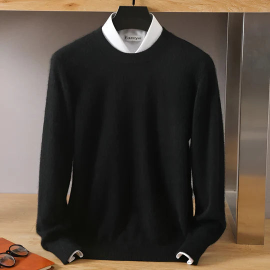 Men's plain crew neck jumper with long sleeves and ribbed trims