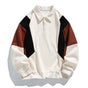 Colourblock polo collar sweatshirt with long sleeves and button placket