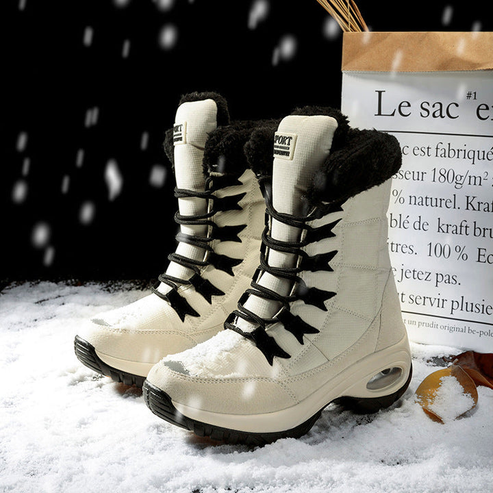 Warm-lined winter boots with non-slip soles