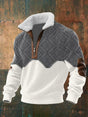 Men's textured half-zip sweater with mock neck, long sleeves and ribbed trims