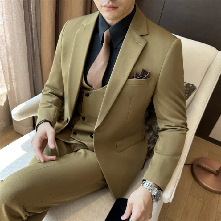 Men's Slim Fit 3 Piece Suit, Tailored Blazer Waistcoat & Trousers for Weddings