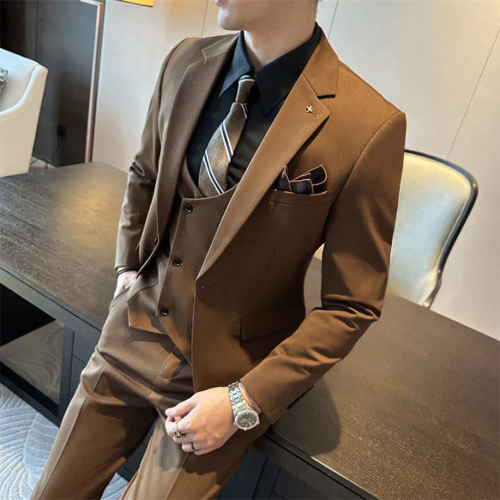 Men's Slim Fit 3 Piece Suit, Tailored Blazer Waistcoat & Trousers for Weddings