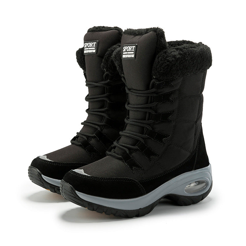Warm-lined winter boots with non-slip soles