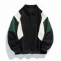 Colourblock polo collar sweatshirt with long sleeves and button placket