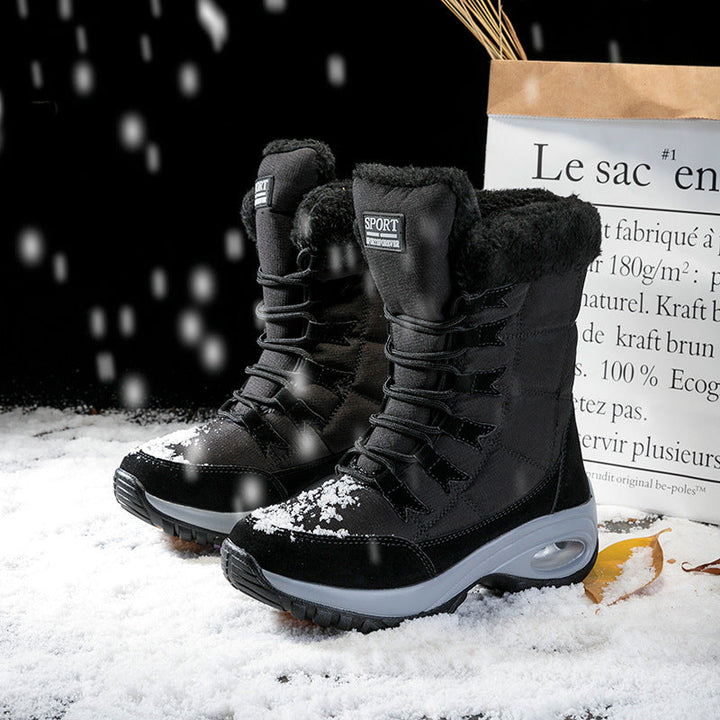 Warm-lined winter boots with non-slip soles