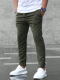 Men's tapered pull-on trousers with elasticated drawstring waist and side pockets