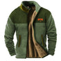 Men's patterned jacket with stand collar, zip front and printed animal motif sleeves