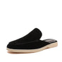 Black loafer mule with cream-coloured sole, shown from the side profile