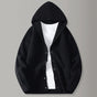 Hooded knit cardigan with open front