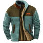 Men's patterned jacket with stand collar, zip front and printed animal motif sleeves