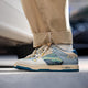Multicoloured abstract landscape lace-up sneakers with blue sole