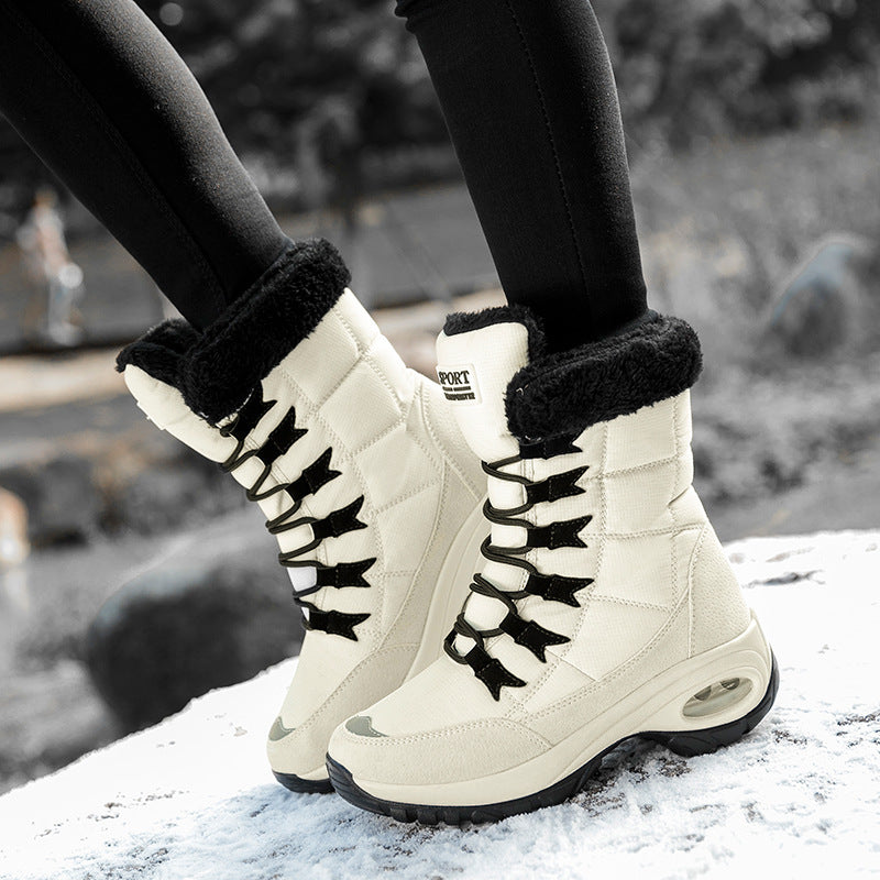 Warm-lined winter boots with non-slip soles
