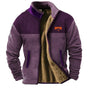 Men's patterned jacket with stand collar, zip front and printed animal motif sleeves