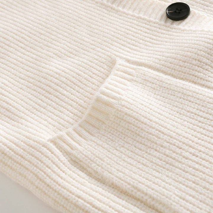 Hooded knit cardigan with open front
