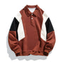 Colourblock polo collar sweatshirt with long sleeves and button placket