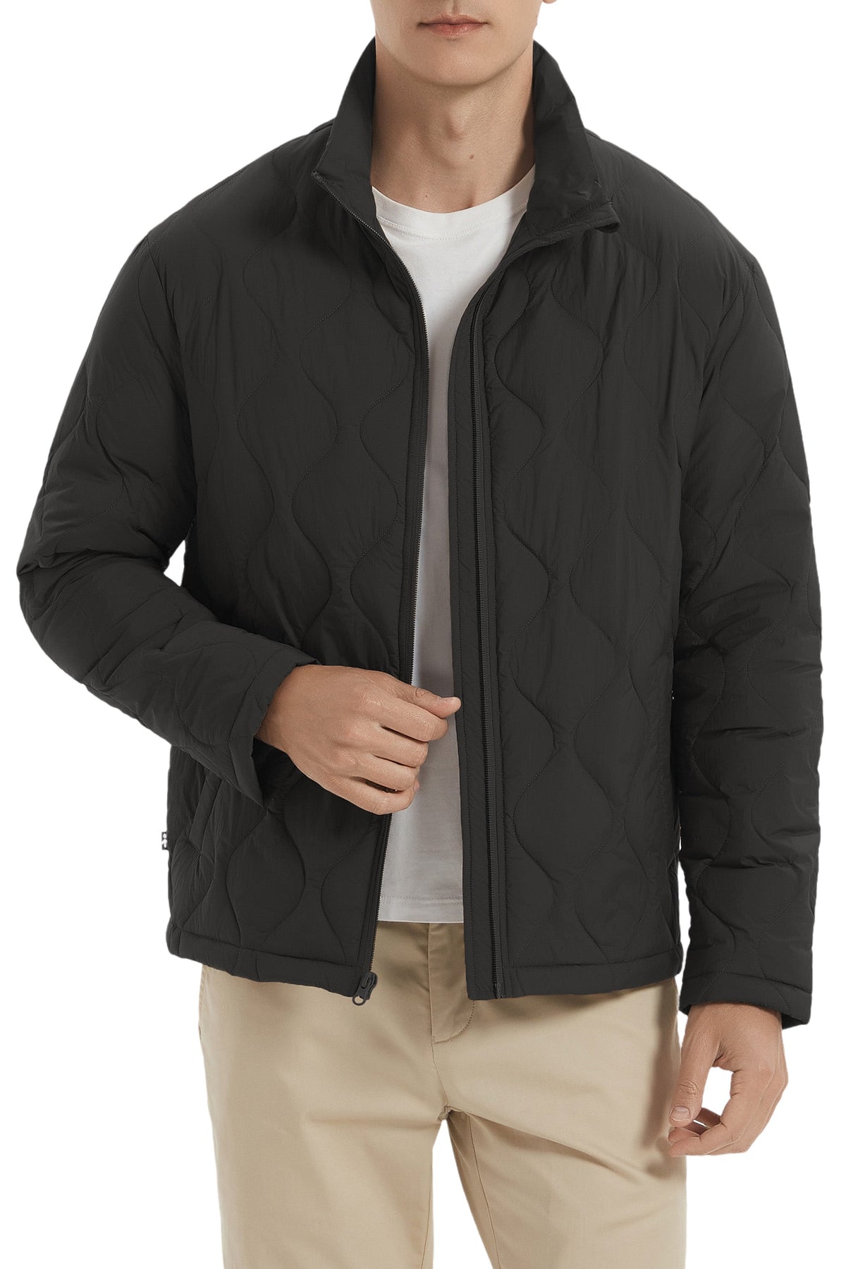 Quilted bomber jacket with full-zip front