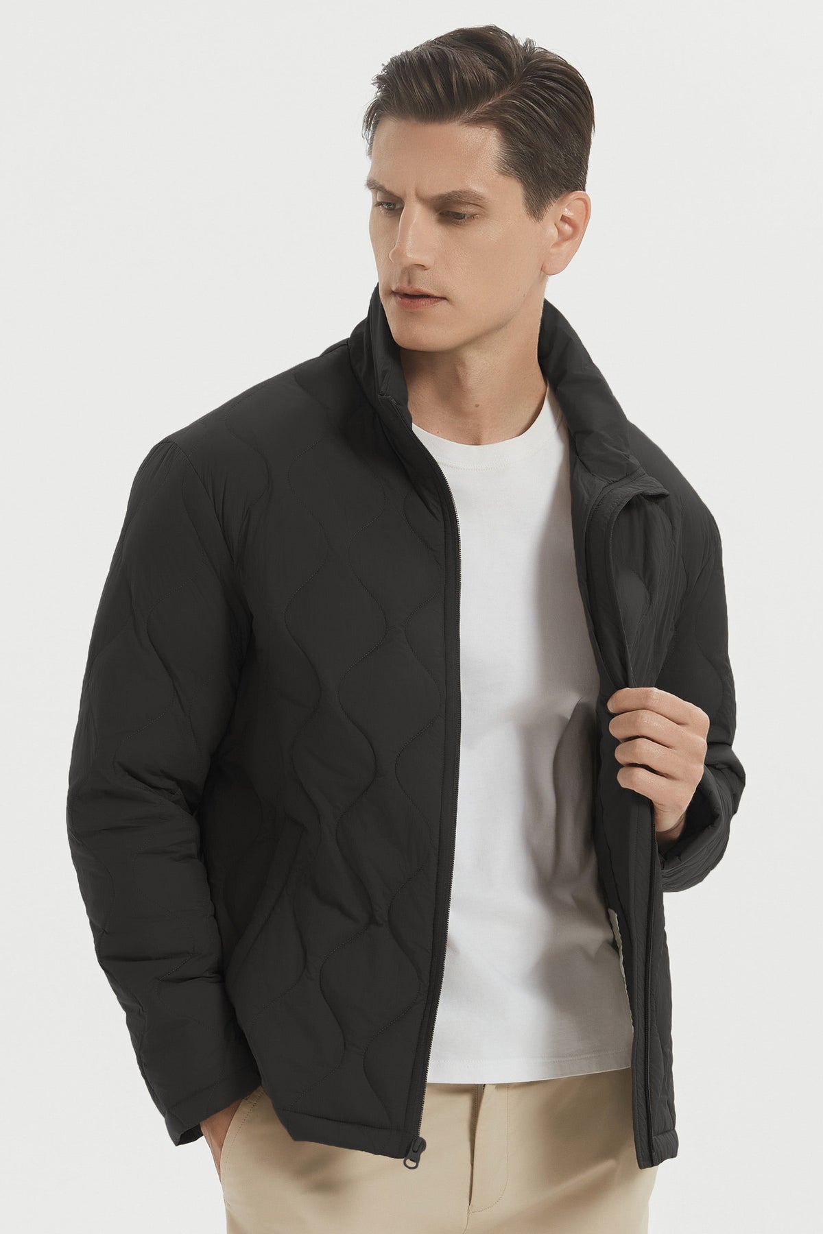 Quilted bomber jacket with full-zip front