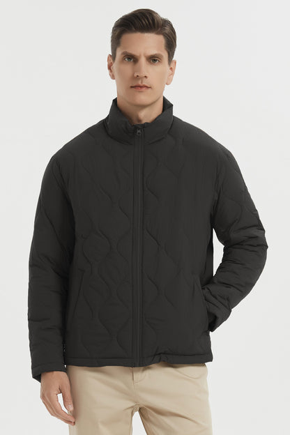 Quilted bomber jacket with full-zip front