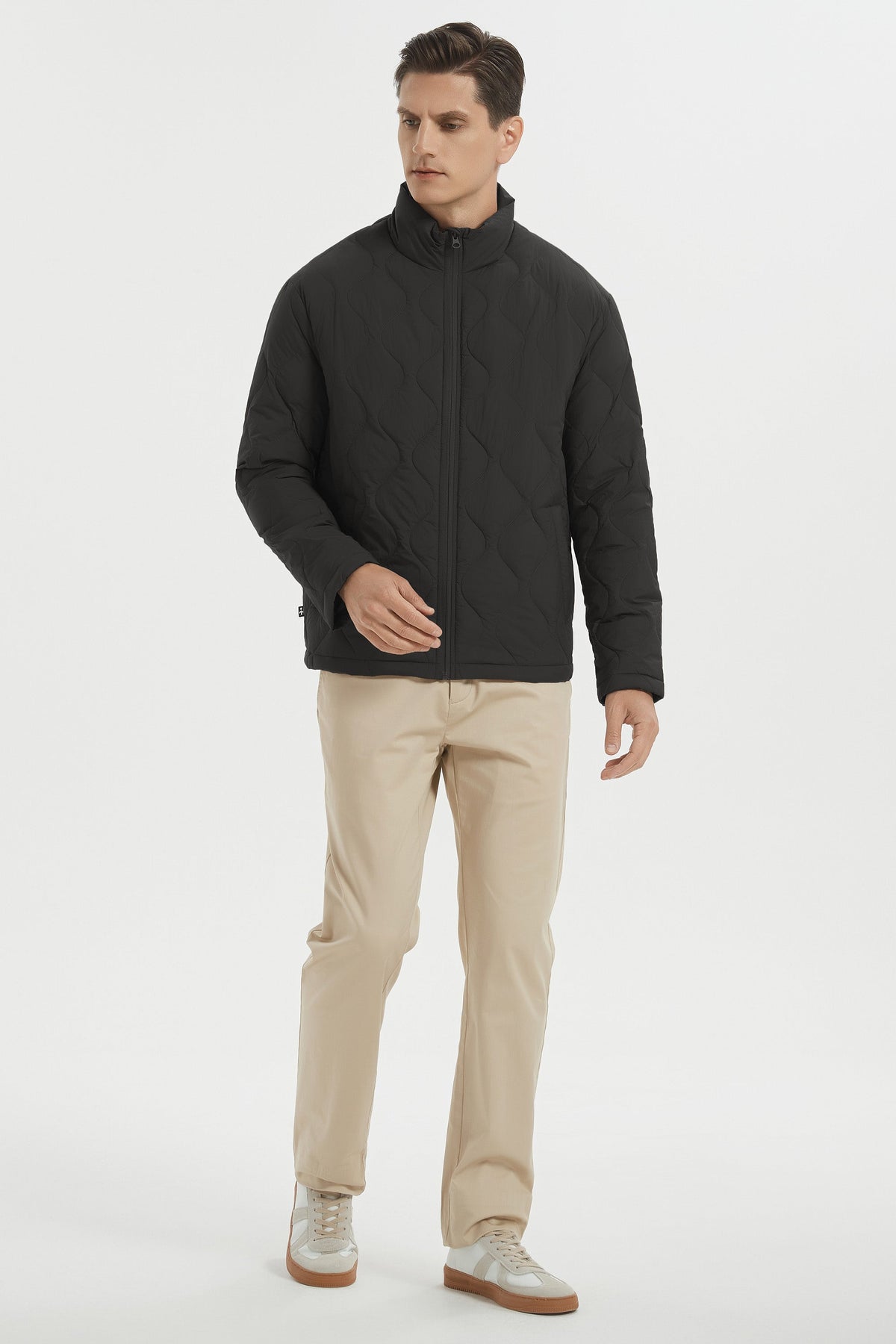 Quilted bomber jacket with full-zip front
