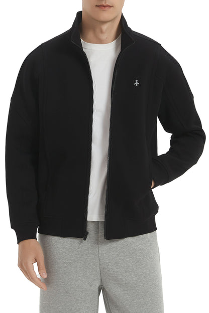 Men's full-zip sweatshirt jacket with mock collar and long sleeves