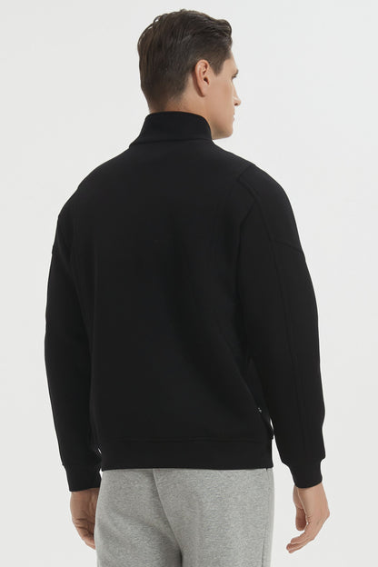 Men's full-zip sweatshirt jacket with mock collar and long sleeves