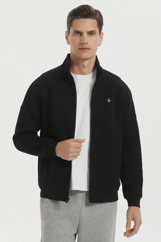 Men's full-zip sweatshirt jacket with mock collar and long sleeves