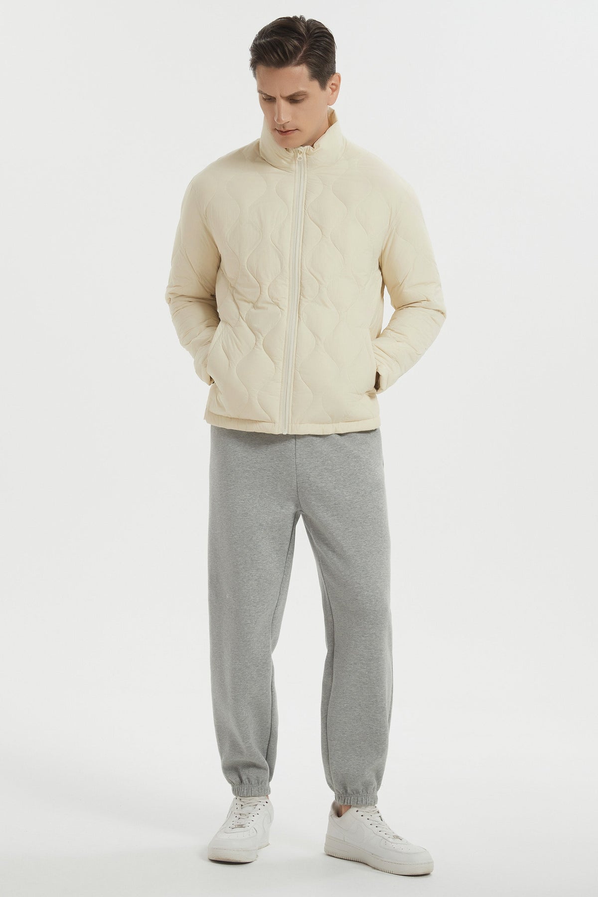 Quilted bomber jacket with full-zip front