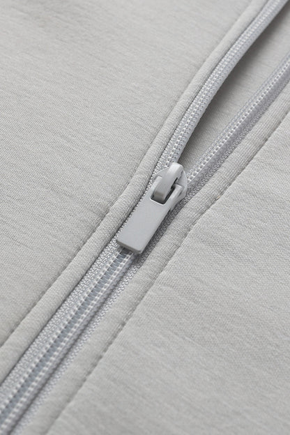 Cropped sweatshirt with full zip front
