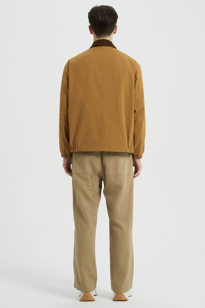 Men's collared windbreaker jacket with zip front and elasticated cuffs